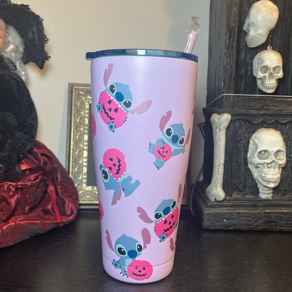 Disney Lilo & Stitch Halloween Pumpkin Tumbler with Straw